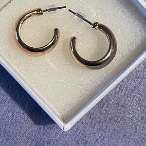 10K Over 925 Heart Style Hoop Earrings - Brand New